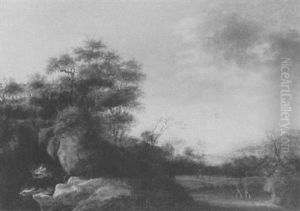 Hollandische Landschaft Mit Sturzendem Bach Und Spaziergangern Hollandische Landschaft Mit Sturzendem Bach Und Spaziergangern