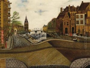 Gezicht Op Een Gracht (oude Schans Met Montelbaanstoren) by Sipke Houtman