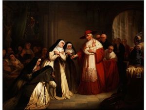 Kardinal Beim Besuch Im Nonnenkloster