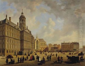 A Bustling Day In Front Of The City Hall On The Dam Square, The Nieuwe Kerk In The Distance, Amsterdam