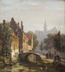 View Of Haarlem, The Sint Bavo Church In The Distance by Bartholomeus Johannes Van Hove