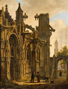 Playing Children In Front Of A Gothic Church Playing Children In Front Of A Gothic Church