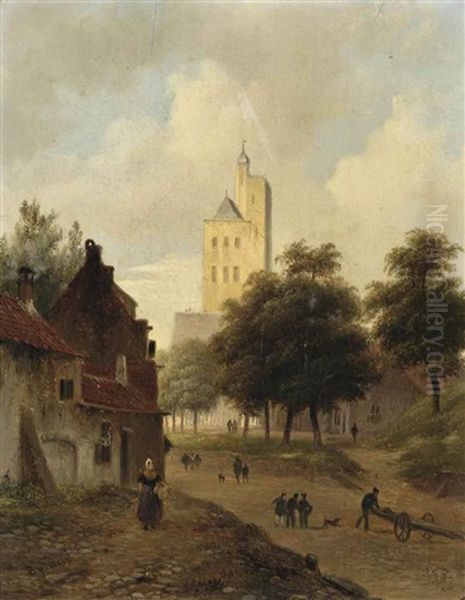 Daily Activities In A Dutch Town, A Tower Beyond - view 1