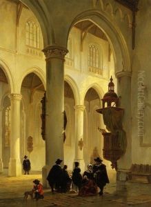 Das Innere Der Groote Kerk Von Den Haag by Bartholomeus Johannes Van Hove