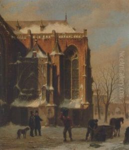 Church Courtyard by Bartholomeus Johannes Van Hove
