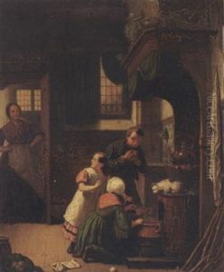 Dinner Time by Bartholomeus Johannes Van Hove