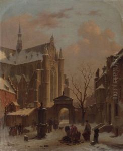A Cappriccio View Of The Hooglandse Kerk, Leiden, In Winter