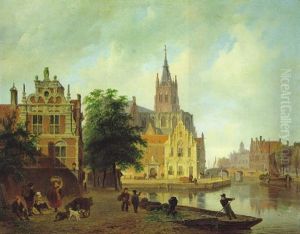 Blick Auf Die Oudekerk In Delft by Bartholomeus Johannes Van Hove