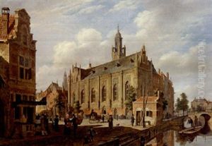 A Townview by Bartholomeus Johannes Van Hove
