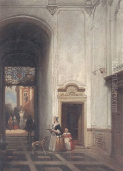 A Maidservant With A Girl In An Interior - view 1