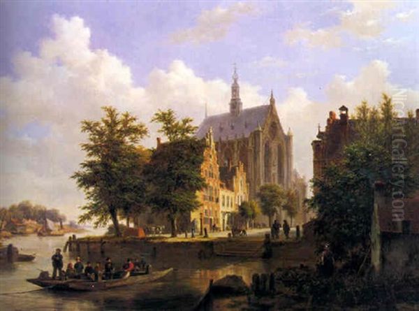 A Ferry Crossing A Canal In Haarlem - view 1