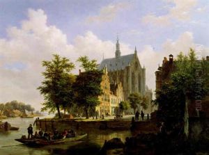 A Ferrry Crossing A Canal In Haarlem