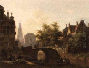 A View Of A Dutch Town by Bartholomeus Johannes Van Hove
