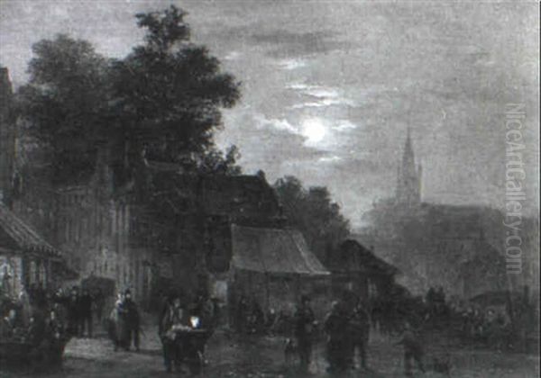 Market Scene By Moonlight - view 1