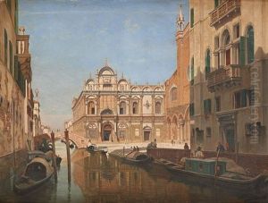 Vue De Venise Animee by Franz Van Den Hove