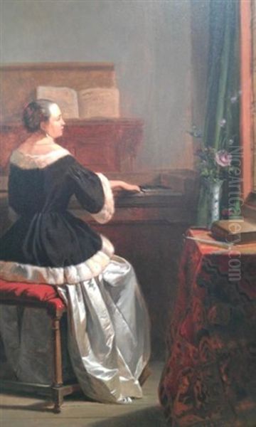 Femme Au Clavecin Dans Un Interieur - view 1