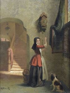 Interieurszene Mit Wanduhr