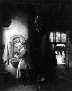 A Servant-girl In An Interior by Hubertus van Hove
