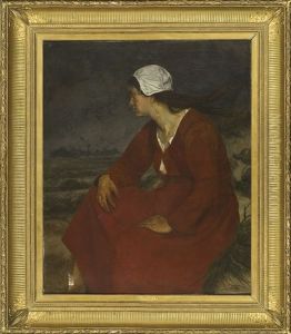 Giovane Donna Con Abito Rosso by Victor Francois Guillaume van Hove
