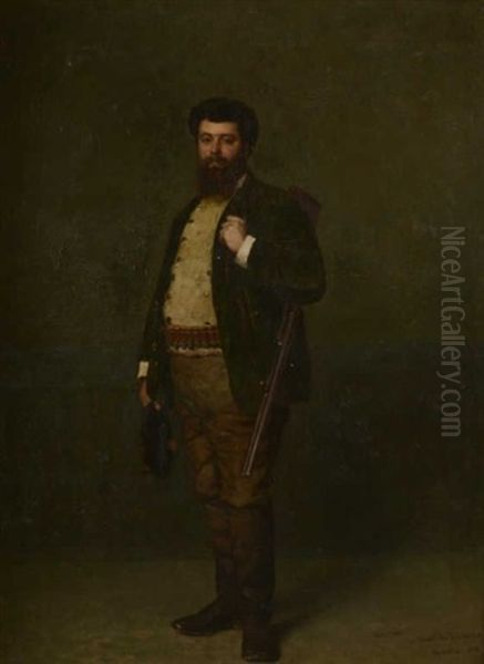 Portrait En Pied De Monsieur Le Marie Des Landelles, Artiste Peintre De La Baie Du Mont Saint Michel, En Habit De Chasseur - view 1