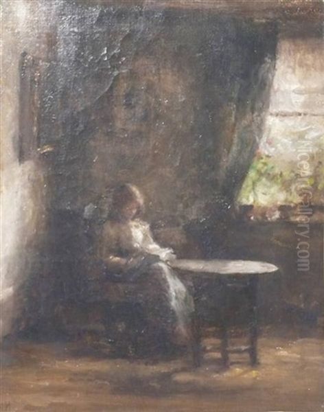 Interior With Girl Reading At A Table - view 1
