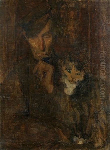 A Man With A Cat - view 1