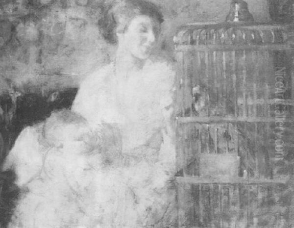Mere, Bebe Et Perroquet - view 1