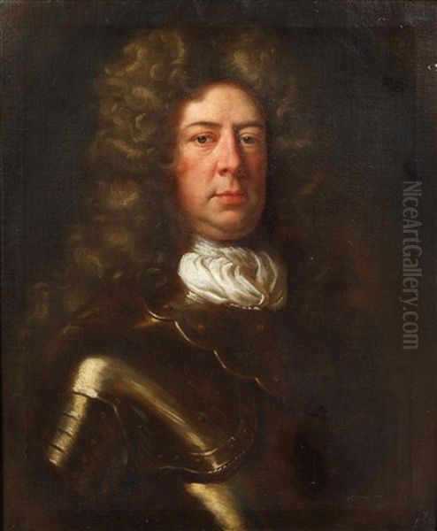 Portrait Of Captain Edward Clayton, Bust Length, In A Red Coat And Breastplate - view 1
