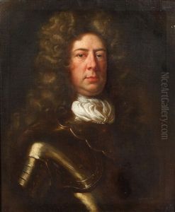 Portrait Of Captain Edward Clayton, Bust Length, In A Red Coat And Breastplate