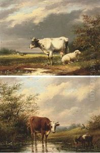 Cattle Near A Stream (+ Another; Pair) Cattle Near A Stream (+ Another; Pair)