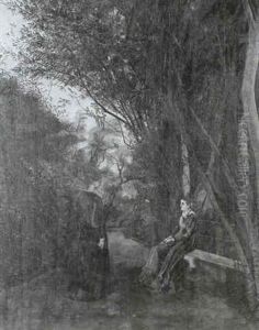 Figures Resting On A Tree-lined Path by George Howard