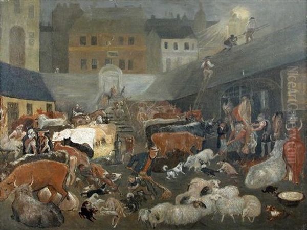 The Old Edinburgh Market At Night - view 1