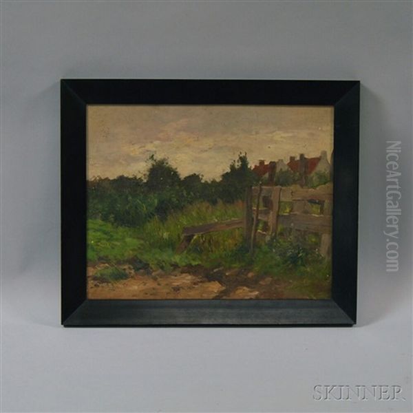Landscape With Weathered Fence And Cottages Beyond - view 1