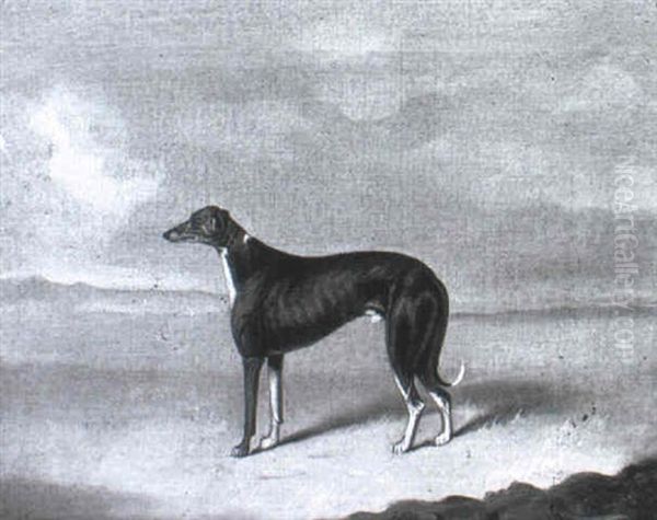 Needle And Driver, Two Newholm Greyhounds In A Landscape - view 1
