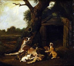 English Mastiff And Pups by George Hamilton Barrable