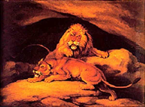 Lion And Lioness In A Den - view 1