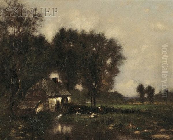 Pastoral Landscape With Cottage And Cows - view 1