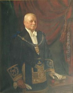 Portrait Of Lieutenant Colonel Sir Anthony Gadie T.d., J.p., P.g.d. (d. 1948), In Evening Dress And Full Regalia, The Frame Inscribed, "(presented) By The Freemasons Of Bradford In Recognition Of His Valued Services As Assitant Provincial Grand Master by James P. Barraclough