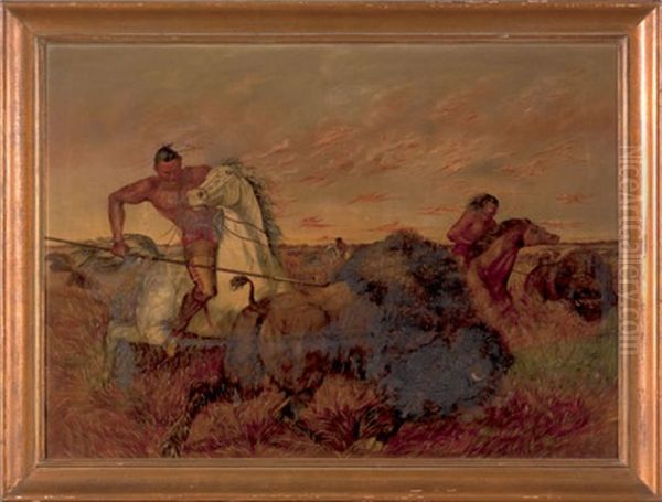 Indians Hunting Buffalo - view 1
