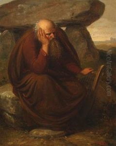 Elderly Man Resting By A Dolmen by Christian Faedder Hoyer