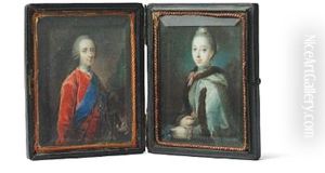 A Pair Of Miniature Portraits Of Count A. G. Moltke (1710-1792) And His Second Wife Sophie Hedvig, Nee Raben (1732-1802) (after C. G. Pilo)