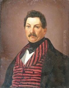 Brustportrat Eines Dunkelhaarigen Mannes Mit Schnauzbart by Philipp Hoyoll