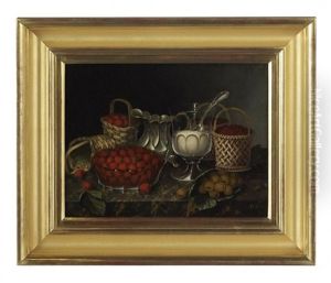 Still Life With Raspberries, A Silver Milk Jug And A Glass Of Sugar, On A Marble Slab