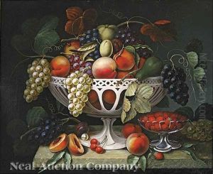 Still Life With Fruit In Creamware And Glass Compotes by William H. Hoyt
