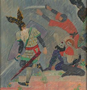 Mythologische Szene (nibelungenlied?) by Gertrude Hozatko-Mediz