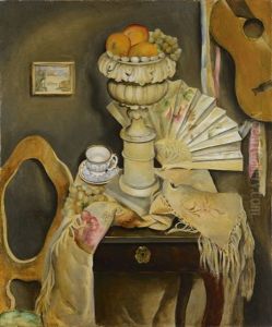 Still Life With Fruit And A Fan by Alexei Vladimir Hrska