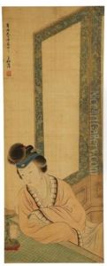 Woman Leaning On A Window by  Hu Xigui