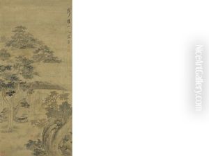 Landscape With Figure by Hua Yan