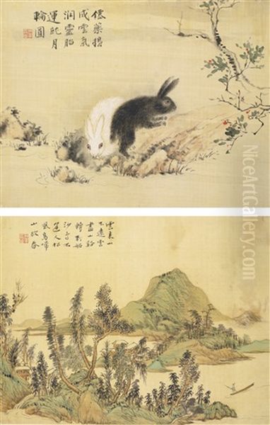 Landscape, Figures, And Animals (album Of 8 Works) - view 1