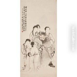 Hanging Scroll, Five Women And An Immortal, Inscription
